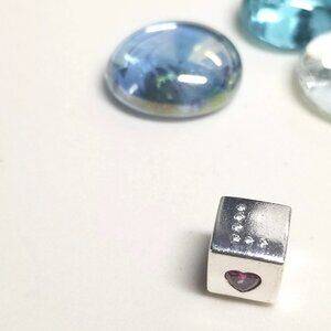 Authentic Pandora Sterling Silver Love Dice CZ Bead Red Heart Lucky Dice Charm